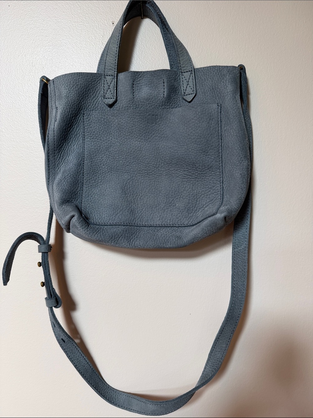 Women's Gray Leather Crossbody Tote Bag